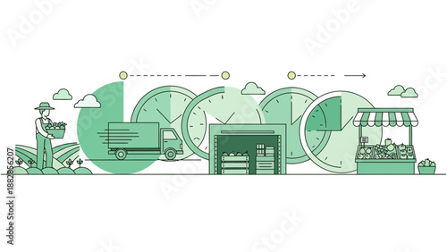 Fresh Produce Journey: From Farm Field Harvest To The Local Market Storefront Display