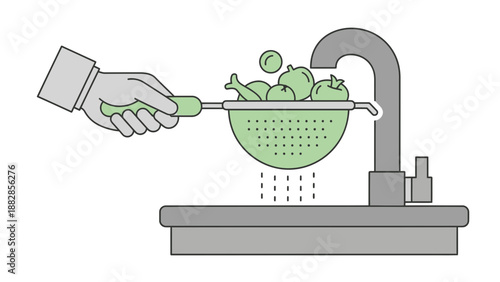Fresh Produce Being Washed in the Kitchen Sink Ready for Cooking and Consumption
