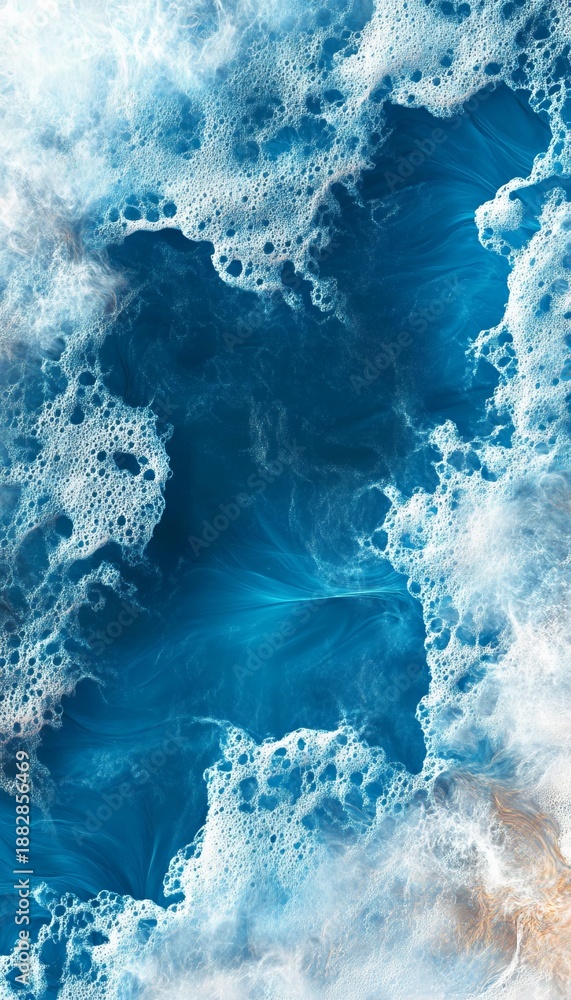 Fototapeta premium Mesmerizing Hypnotic Ocean Depths Impressionistic Painting with Indigo, Cyan, and White Swirls