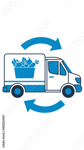 Fresh Produce Delivery Service Depicted in Vector Art, Conveying Swift Logistics and Procurement