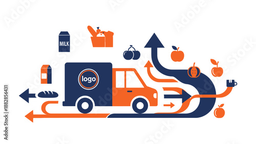 Fresh Produce Delivery Service Illustration Showing Food Transportation And Logistics