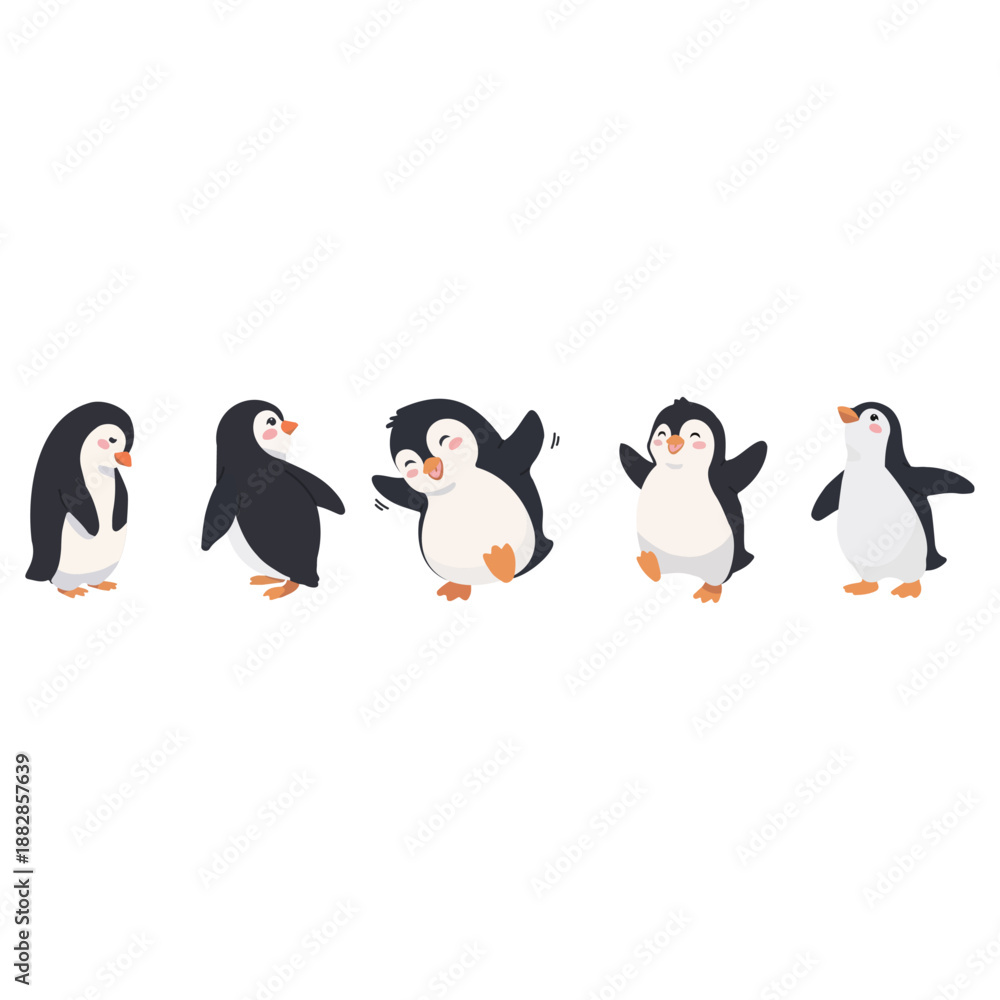 Fototapeta premium Cute Penguin Characters in Various Poses