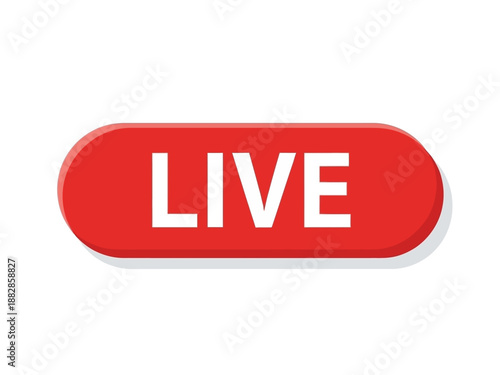 Live broadcast button, red button with the word LIVE in white text