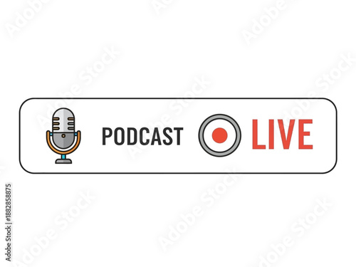 Podcast Live Stream Recording Icon for Broadcasting and Online Shows