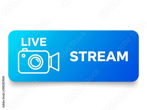 Live Streaming Button with Camera Icon and Text for Broadcasts