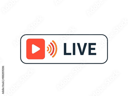 Live broadcast icon with play button and signal waves symbolizing real-time streaming