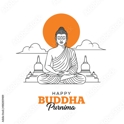 Happy Buddha Purnima Meditation Concept Design