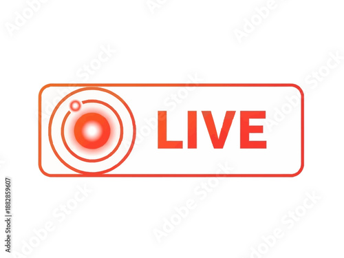 Live broadcasting symbol with red and orange gradient effect and text