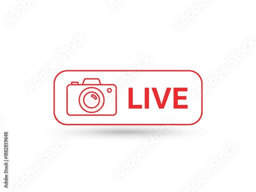 Red camera icon with the word LIVE written next to it, indicating live streaming