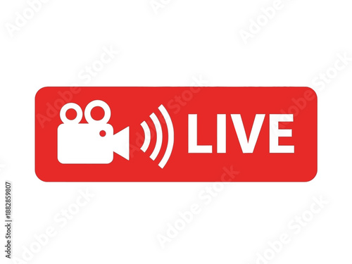 Live broadcast video icon with camera and signal waves