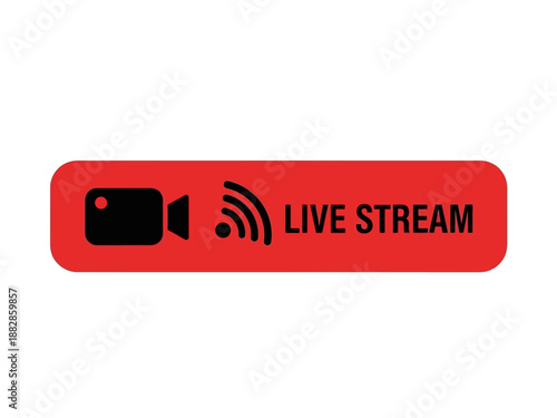 Live Streaming Button with Camera Icon and Wi-Fi Signal Digital Broadcast Icon