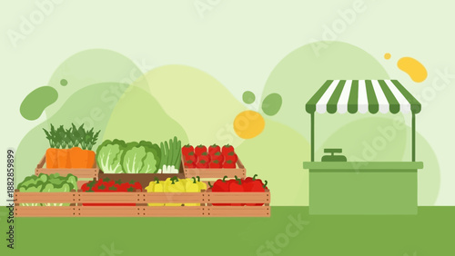 Fresh Vegetables Market: An Illustrated Display of Vibrant Produce Available For Sale