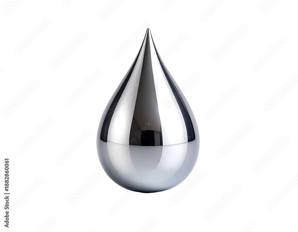 Fototapeta premium Silver Teardrop Shaped Metallic Object.