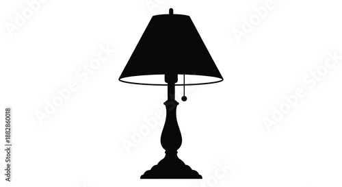 a black lamp with a shade silhouette high quality professional detailed modern elegant stylish clean crisp vibrant colorful digital creative innovative