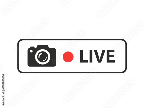 Live stream recording icon with camera and red record button