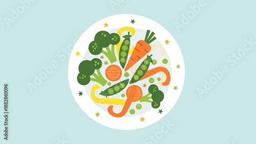 Freshly Prepared And Colorful Vegetables Arranged On a Plate For Healthy Eating