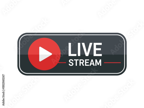 Live Stream Button with Play Icon and Text for Online Broadcasting
