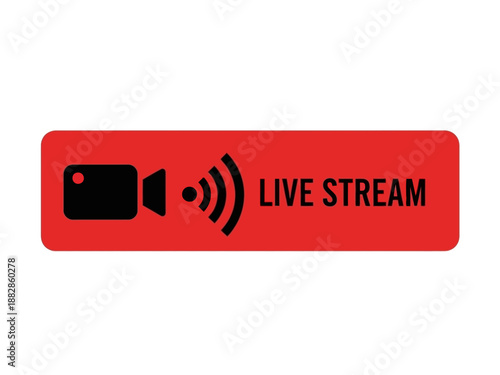 Live Stream Button with Camera Icon and Signal Waves