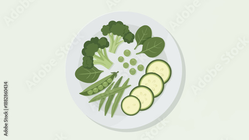 Freshly Prepared Green Vegetables Displayed on a White Plate for Healthy Eating