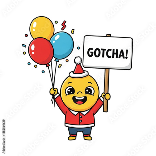 Whimsical Clown Emerges From Gift Box Celebrating Party Fun With Confetti and Presents