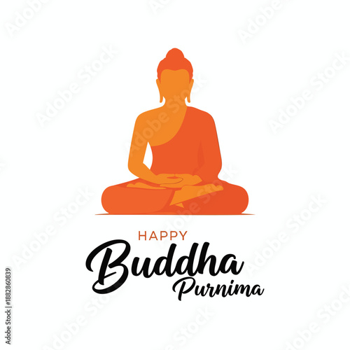 Happy Buddha Purnima Meditation Concept Design
