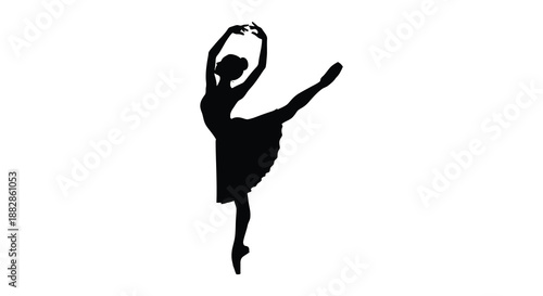 A graceful depiction of a ballerina in a dynamic pose exhibiting artistic expression and movement presented as a captivating silhouette