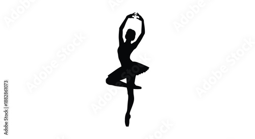 A graceful dancer is captured in a dynamic pose exhibiting elegance and artistry through movement presented as a silhouette high quality
