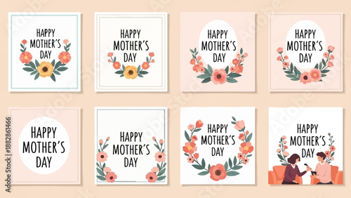 Floral greeting cards for Mother's Day celebration
