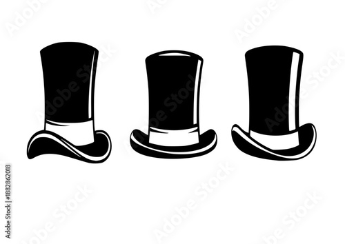 Top hat icon isolated on white background silhouette editable vector
