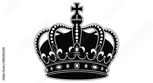 an ornate black crown with detailed curves and embellishments a regal symbol of power and authority silhouette high quality professional modern