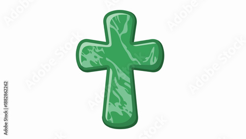 Green stylized cross with marble texture