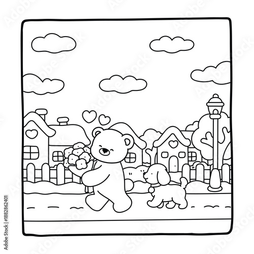Cozy Love Moments Coloring Pages, Love Moments Coloring Pages, Cute Valentine Coloring Book, Easy Valentine Coloring Pages, Cozy Love Moments  coloring book pages, vector art, line art