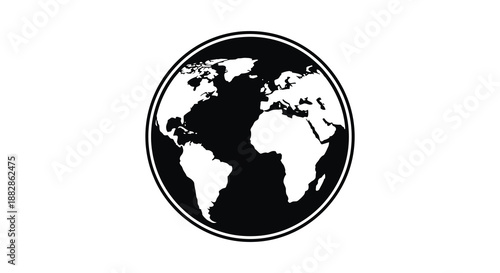 a black and white oval shaped illustration of the world map silhouette high quality professional detailed modern elegant stylish clean crisp