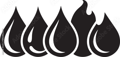 Water or oil drop set icons