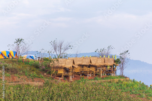 Camping on mountain at Phu Chi Fa at Chiangrai province, Thailand.