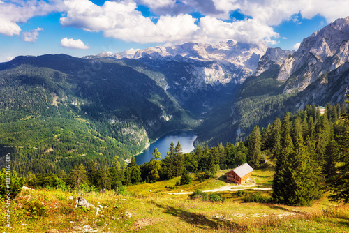 Wallpaper Mural Gosausee lake in Austria Alps mountains. Austria alpine landscape in summer near Dachstein mountain range. Scenic waterfront and natural surroundings popular tourist destination in Austria Gosau See Torontodigital.ca
