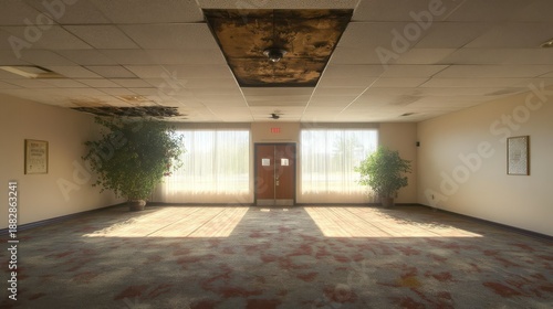 Wallpaper Mural A community center with mold-damaged ceilings and stained carpet . Torontodigital.ca