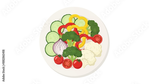 Freshly Prepared Plate Of Colorful Vegetables Ready For A Healthy And Vibrant Meal