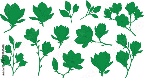 Seamless vector collection of green garden leaves and ivy branches featuring a floral summer pattern and decorative foliage set for nature design
