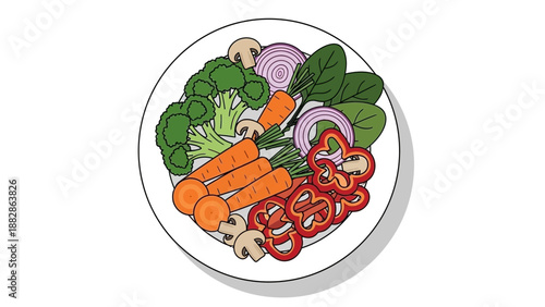 Freshly Prepared Vegetable Plate Showing Healthy Eating Habits and Vibrant Colors