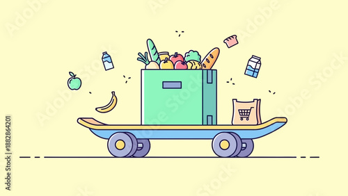 Grocery Delivery Concept: Fresh Food Transportation on a Modern and Fun Skateboard Design