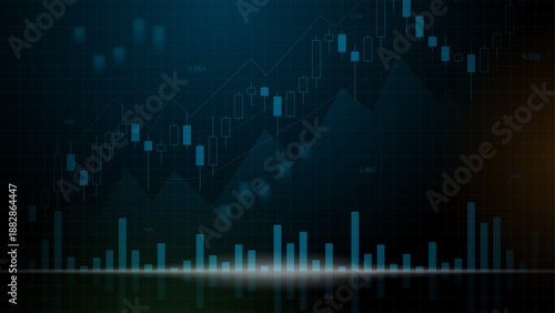 stocks background design with candlestick and bar graphs for analyzing market trends and making investment decisions