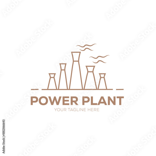 Bild auf Leinwand Power plant logo, Industrial Energy & Cooling Tower Symbol