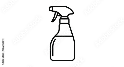 A simple line art depiction of a spray bottle showcasing its form and function in a minimalist style silhouette high quality