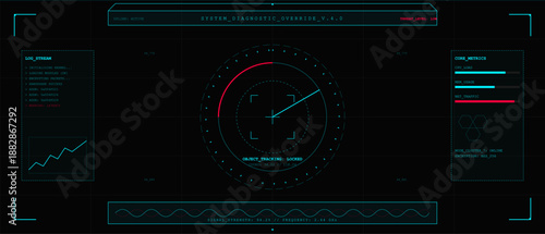 The diagnostic interface shows system readings and indicators while conducting checks. Various metrics and statuses are visible, suggesting monitoring and analysis.