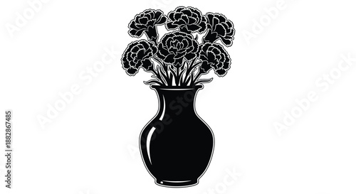 a striking visual composition showcases a black floral arrangement presented within a classic vase creating a bold silhouette high quality professional