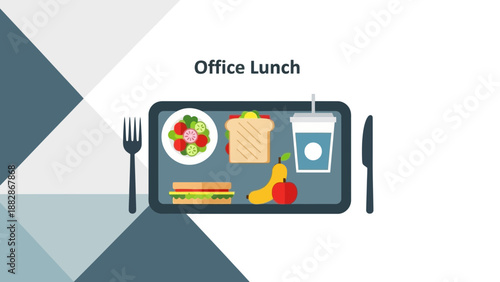 Healthy And Fresh Office Lunch On Tray With Various Delicious Food Elements