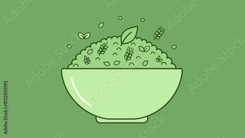 Healthy And Freshly Prepared Green Grain Bowl Design For Organic Food Presentation