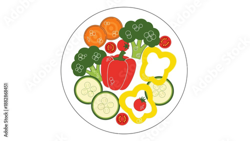 Healthy And Delicious Vegetable Plate: A Colorful And Nutritious Food Illustration