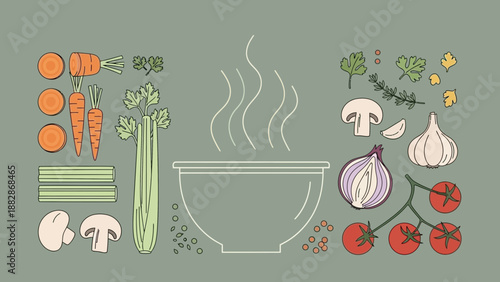 Healthy And Delicious Recipe Ingredients Ready To Cook A Tasty And Nutritious Soup